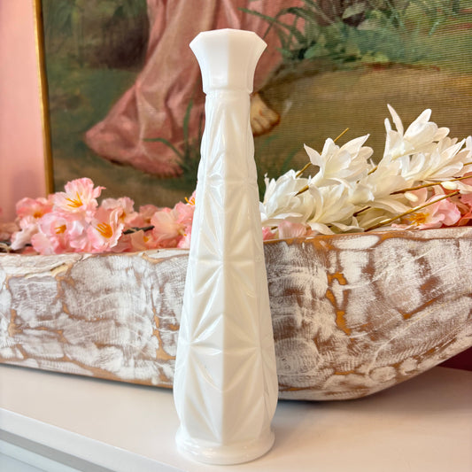 Milk Glass Candleholder - Starburst Pattern